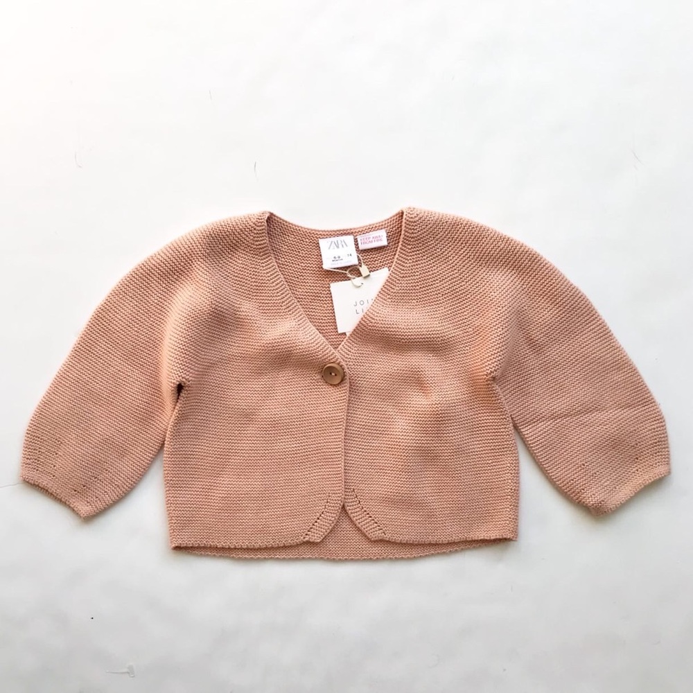 Zara NWT blush knit single button cardigan 6-9 months